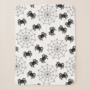 Modern Simple Black and White Spider Halloween Sherpa Blanket