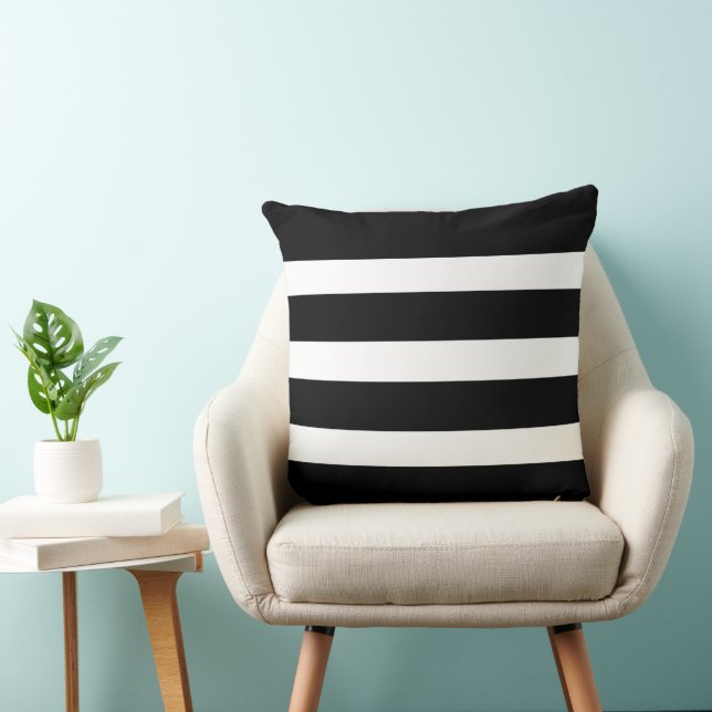 Modern simple black and white stripes  throw pillow (Chair)