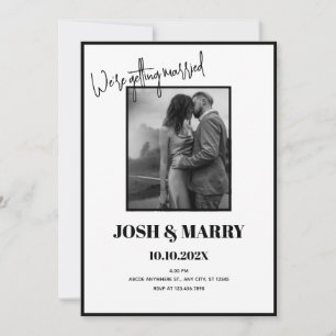 Modern simple black and white wedding invitation
