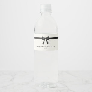 Modern Simple Black Bow Personalized water bottle  Water Bottle Label