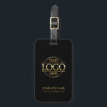 Modern Simple Black Business Logo Employee Travel Luggage Tag<br><div class="desc">This modern, custom luggage tag is perfect for business travel and personal use. Featuring a minimalist black and gold design, it can be personalized with your company logo and text. Ideal for small businesses, corporate branding, and promotional giveaways, it's a stylish way to keep your luggage secure and branded.</div>