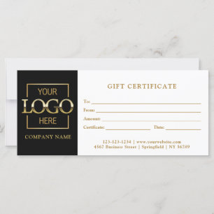 Modern Simple Black Business Logo Gift Certificate