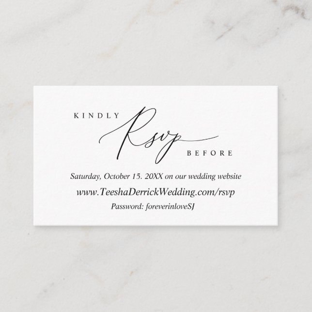Modern Simple Black Calligraphy, Online RSVP Enclosure Card (Front)