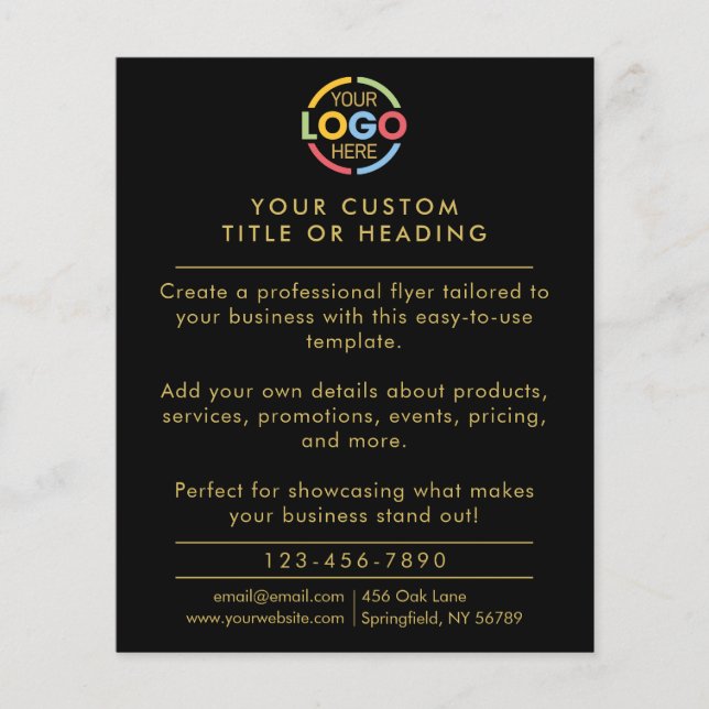 Modern Simple Black Gold Business Logo Promotional Flyer (Front)