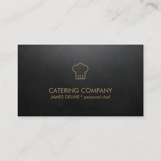 Modern Simple Black Gold Catering Chef Business Card (Front)