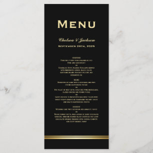 Modern Simple Black Gold Wedding Menu