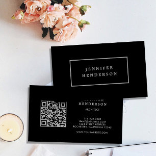 Modern simple black gray QR code professional Business Card