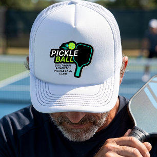 Modern Simple Black Green Pickleball Club Name  Trucker Hat