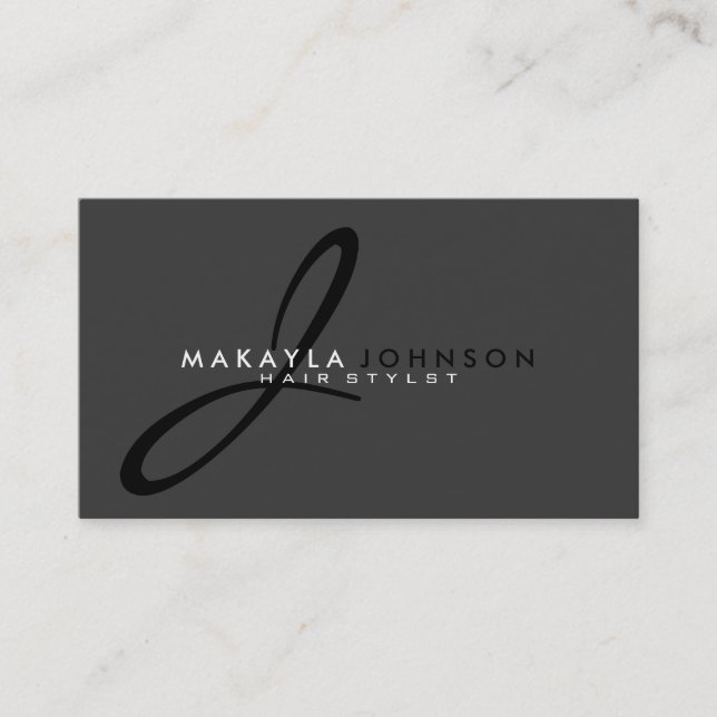 Modern & Simple black & grey Monogram Professional Business Card (Front)