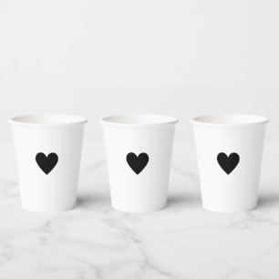 Modern Simple Black Heart Paper Cups