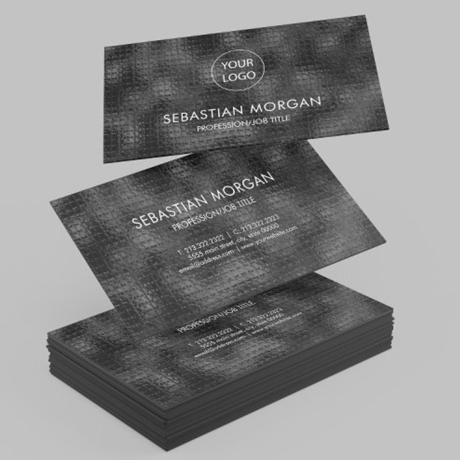 Modern Simple Black Minimalist Textured Business Card (Creator Uploaded)