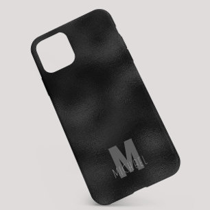 Modern Simple Black Minimalist Textured Monogramed Case-Mate iPhone 14 Case