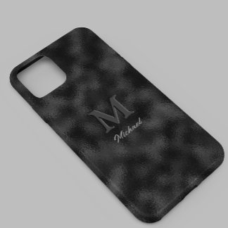 Modern Simple Black Minimalist Textured Monogramed Case-Mate iPhone 14 Case