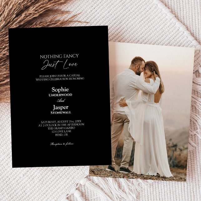 Modern Simple Black Nothing Fancy Photo Wedding Invitation (Creator Uploaded)