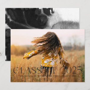 Modern Simple Black Photo Graduation Announcement