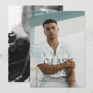 Modern Simple Black Photo Graduation Announcement