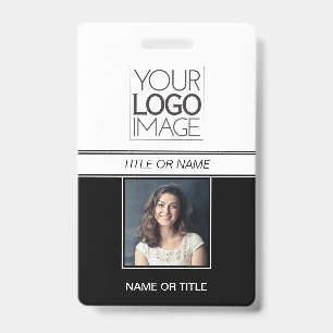Modern Simple Black Photo Professional Name Tag Badge