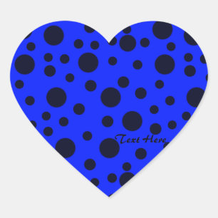 Modern Simple Black polka dot on Blue pattern Heart Sticker