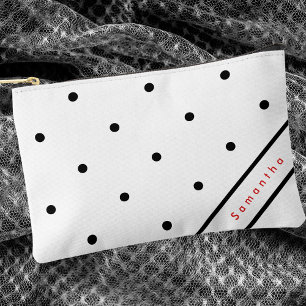 Modern Simple Black Polka Dot Pattern Accessory Pouch