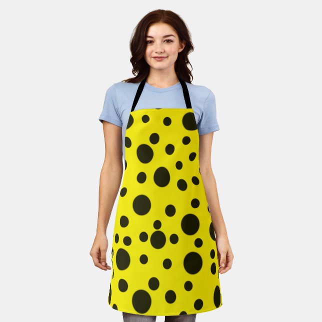 Modern Simple Black polka dot yellow pattern Apron (Worn)