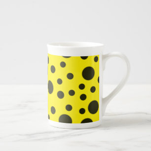Modern Simple Black polka dot yellow pattern Bone China Mug