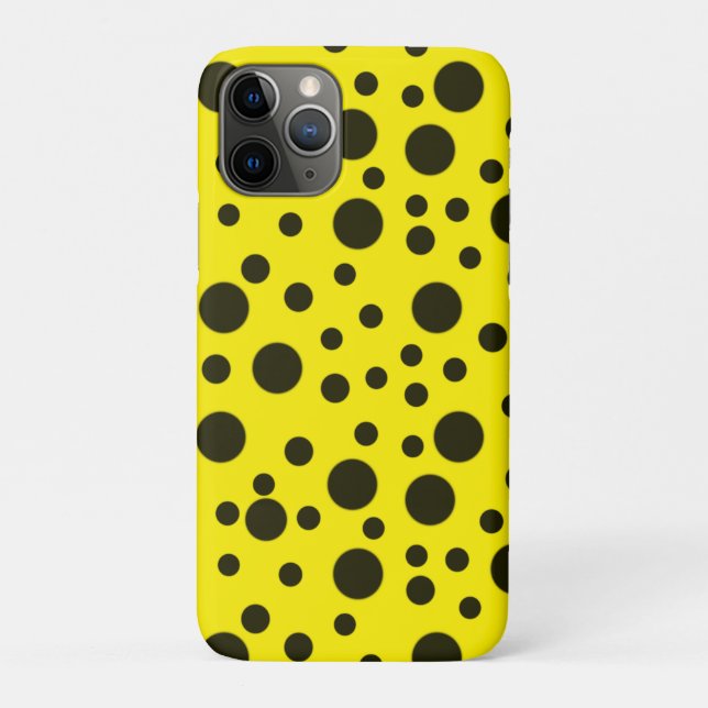 Modern Simple Black polka dot yellow pattern Case-Mate iPhone Case (Back)