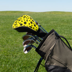 Modern Simple Black polka dot yellow pattern Golf Head Cover