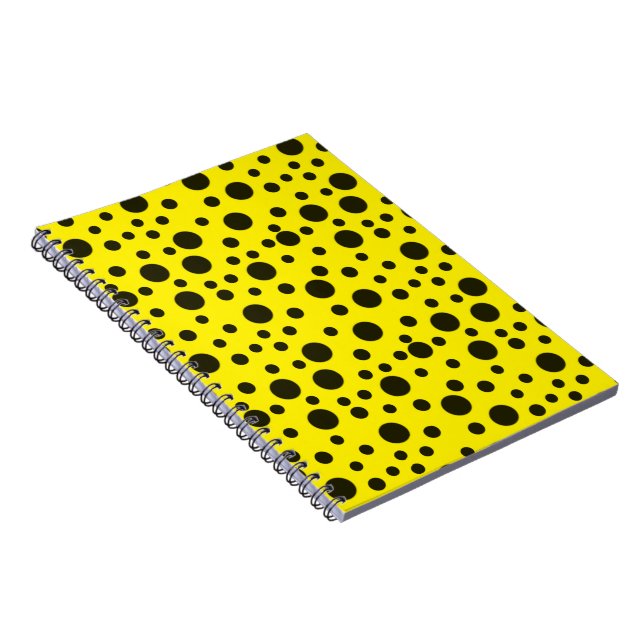 Modern Simple Black polka dot yellow pattern Notebook (Right Side)