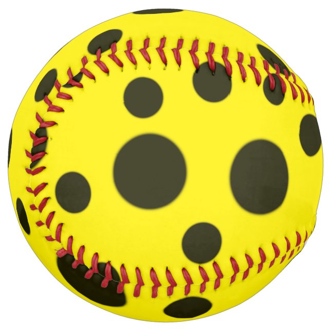 Modern Simple Black polka dot yellow pattern Softball (Back Right)