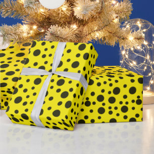 Modern Simple Black polka dot yellow pattern Wrapping Paper
