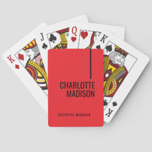 Modern Simple Black Red Minimalist Bold Text Name Playing Cards