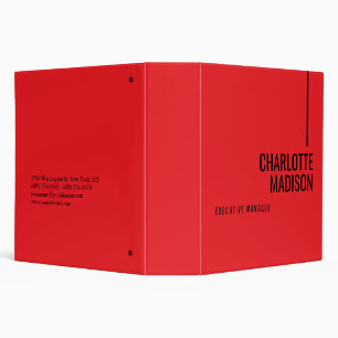 Modern Simple Black Red Minimalist Two Sided Binder