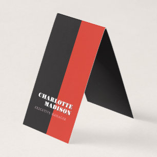 Modern Simple Black Red Trendy Minimalist Plain Business Card