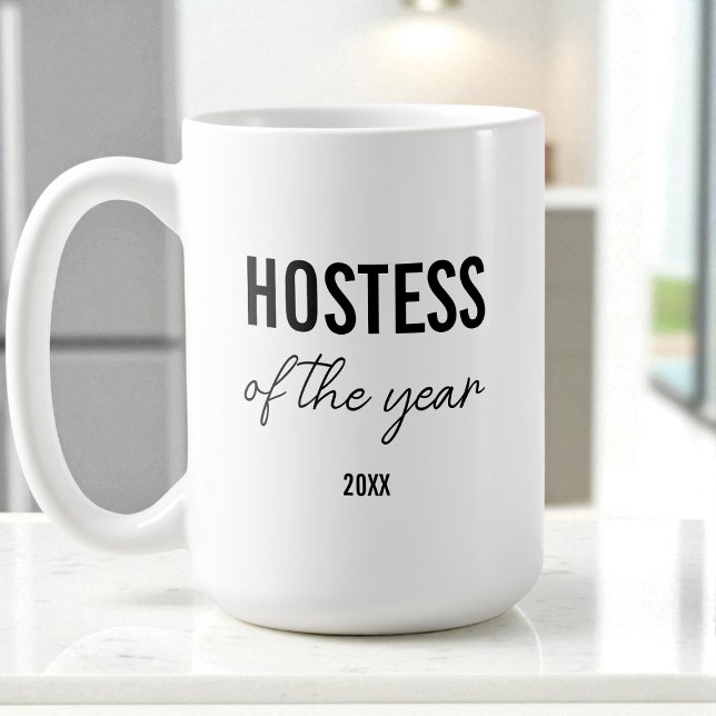 Modern Simple Black Script Personalized Hostess Coffee Mug (Modern Simple Black Script Personalized Hostess Coffee Mug)