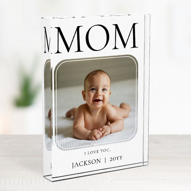 Modern Simple Black Typography I Love You Mom Photo Block (Modern Simple Black Typography I Love You Mom Photo Block)