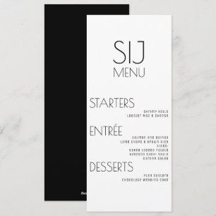 Modern Simple Black White Bold Wedding Menu