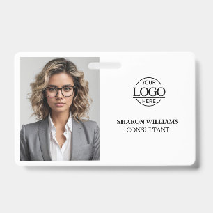 Modern Simple Black & White Company Employee Photo Badge