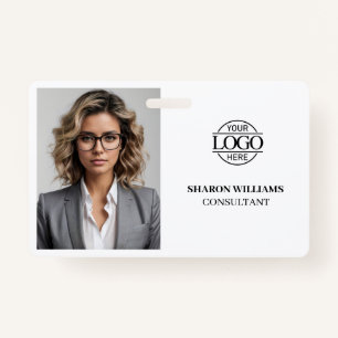 Modern Simple Black & White Company Employee Photo Badge