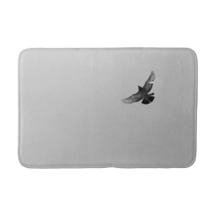 Modern simple black white flying bird pigeon photo bath mat