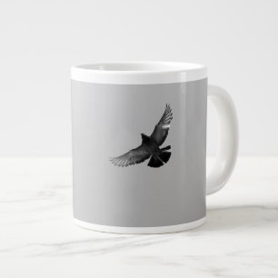 Modern simple black white flying bird pigeon photo large coffee mug