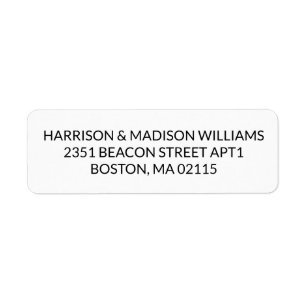 Modern simple black white Return Address