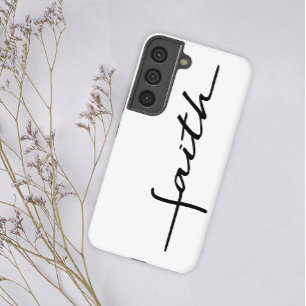 Modern Simple Black White Script Faith Samsung Galaxy Case