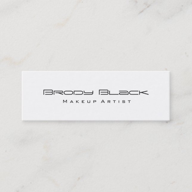 Modern Simple Black White Skinny Makeup Artist Mini Business Card (Front)