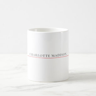 Modern Simple Black White Trendy Minimalist Name Coffee Mug