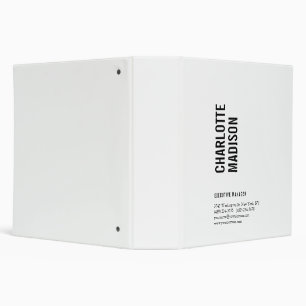 Modern Simple Black White Trendy Minimalist Plain Binder