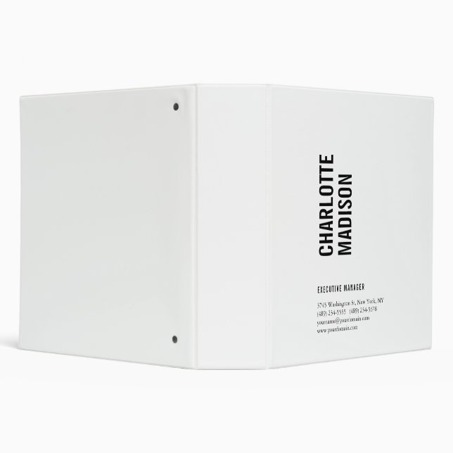 Modern Simple Black White Trendy Minimalist Plain  Binder (Background)