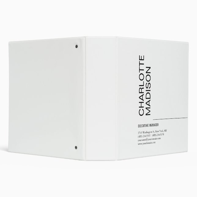 Modern Simple Black White Trendy Minimalist Plain  Binder (Background)