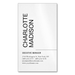 Modern Simple Black White Trendy Minimalist Plain  Magnetic Business Card