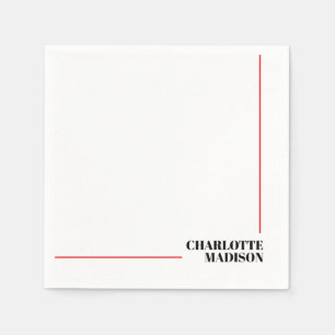 Modern Simple Black White Trendy Minimalist Plain Napkin