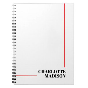 Modern Simple Black White Trendy Minimalist Plain Notebook